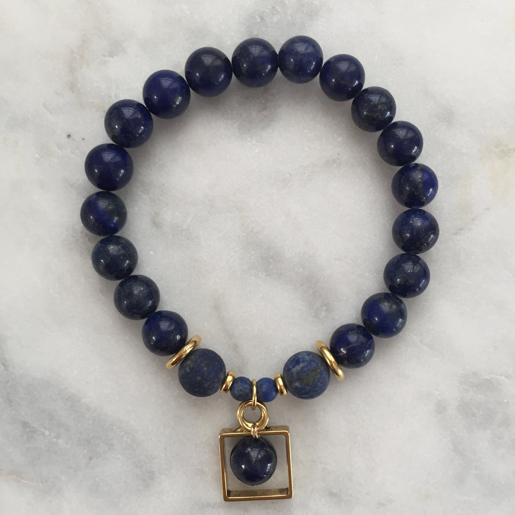 Lapis Lazuli Bracelet, Stretch Bracelet, Chakra Energy Healing, Protection Bracelet, Manifestation Bracelet, Women's Bracelet, Gift For cheapest Her