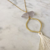 Clarity Necklace - Clear Quartz & Ivory Tassel