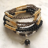 onyx smoky quartz layering bracelet