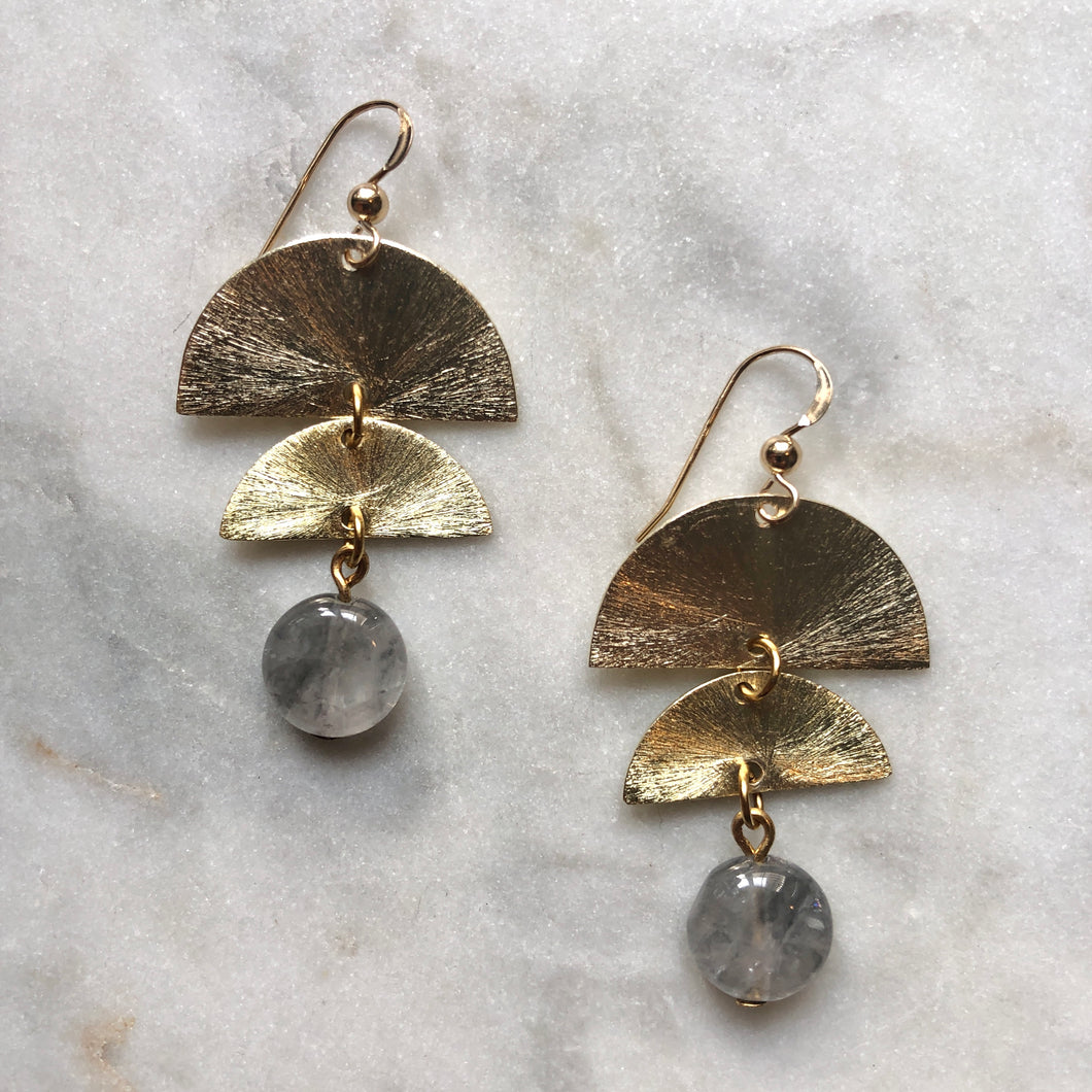 Layered Consciousness Earrings - Grey Quartz
