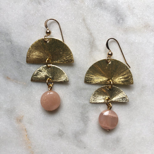 Layered Consciousness Earrings - Peach Moonstone