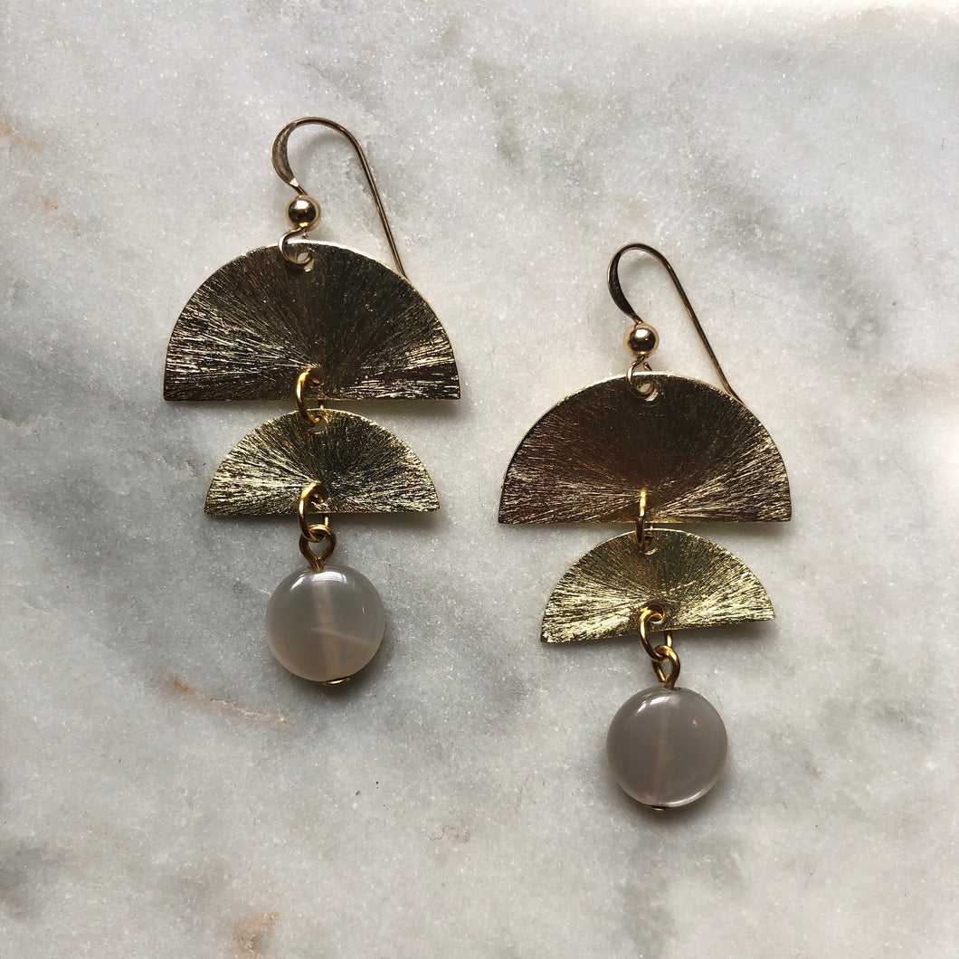 Layered Consciousness Earrings - Grey Moonstone