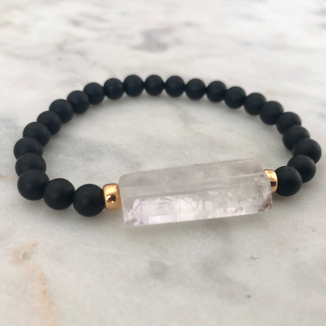 Universal Reality Bracelet - Onyx & Clear Quartz