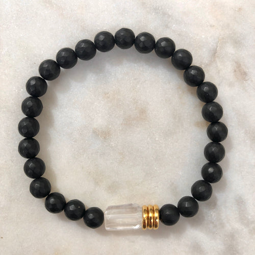 Amplified Energy Bracelet - Onyx & Clear Quartz