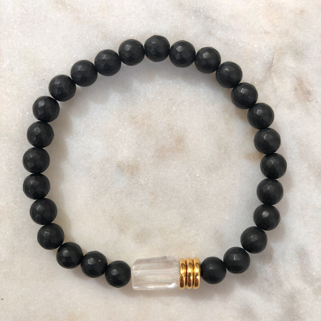 Amplified Energy Bracelet - Onyx & Clear Quartz
