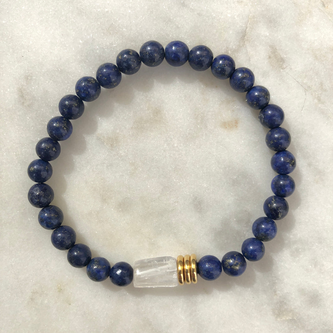 Amplified Energy Bracelet - Lapis Lazuli & Clear Quartz