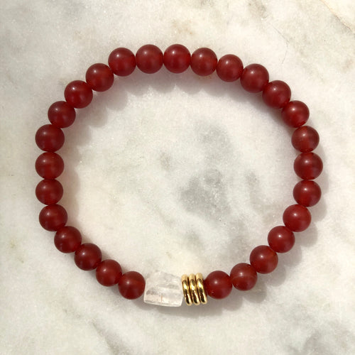 Amplified Energy Bracelet - Carnelian & Clear Quartz