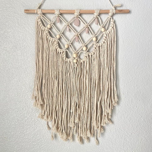 Rose Quartz Macrame Wall Hanging