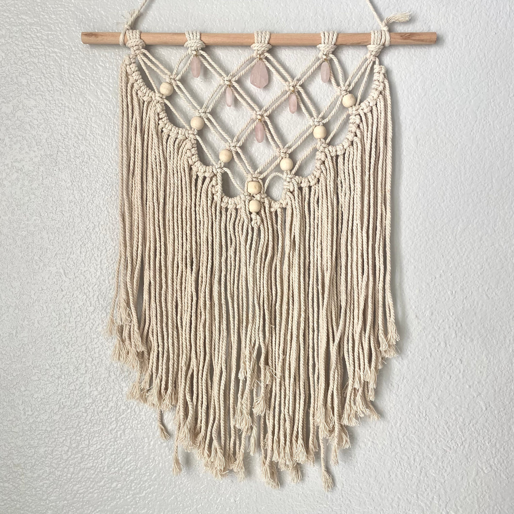 Rose Quartz Macrame Wall Hanging