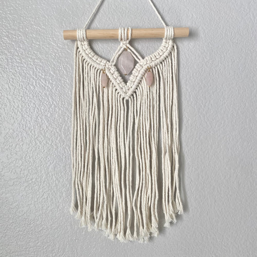 Rose Quartz Mini Macrame Wall Hanging I