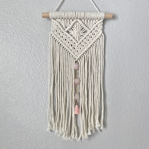 Rose Quartz Mini Macrame Wall Hanging III
