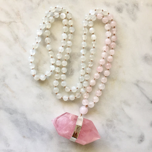 Rose Quartz & Moonstone Mala - Love & New Beginnings