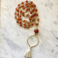 beaded red carnelian mala yoga jewelry necklace