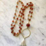 beaded red carnelian mala yoga jewelry necklace
