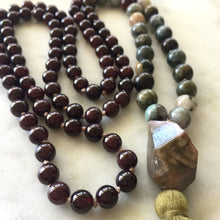 Red Garnet, Cat's Eye & Pink Tourmaline Mala - To Revitalize & Overcome