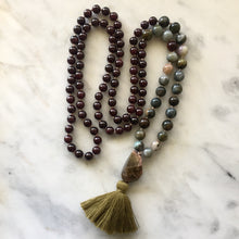 Red Garnet, Cat's Eye & Pink Tourmaline Mala - To Revitalize & Overcome