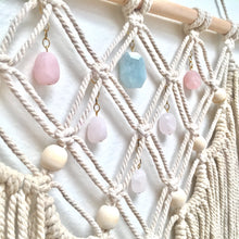 Aquamarine & Rose Quartz Macrame Wall Hanging
