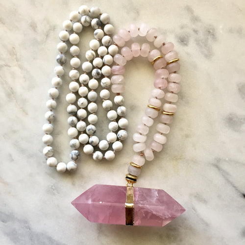 Howlite & Rose Quartz Mala - Stay Calm & Trust