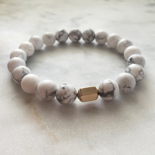 Men's pitta balancing howlite bracelet