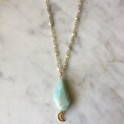 Luna Mini Necklace - Amazonite & Moonstone