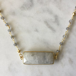 Embrace Change Rectangle Necklace - Labradorite & Moonstone