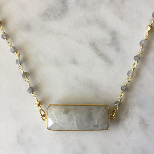 Embrace Change Rectangle Necklace - Labradorite & Moonstone
