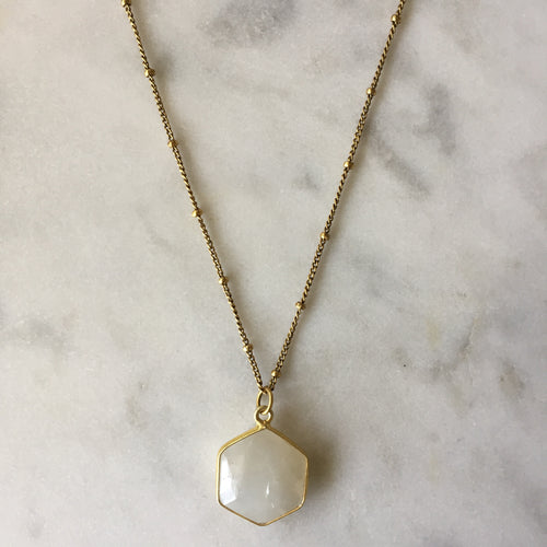 Goddess Hexagon Necklace - Moonstone