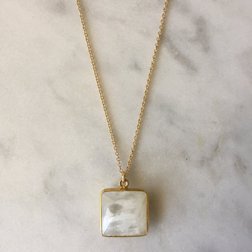 Goddess Square Necklace - Moonstone
