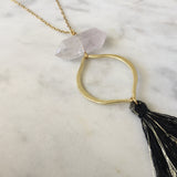 Clarity Necklace - Clear Quartz & Black Tassel