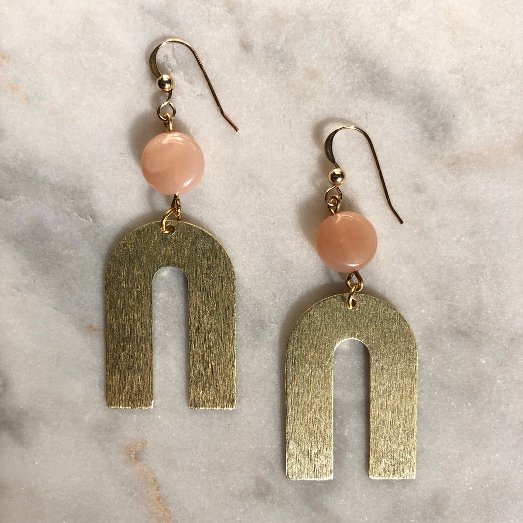 Flexible Mind Earrings - Peach Moonstone
