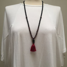 Onyx, Red Garnet & Pink Tourmaline Mala - To Uplift, Balance & Protect
