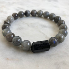 men's labradorite and black tourmaline beaded protection bracelet