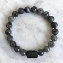 men's labradorite and black tourmaline beaded protection bracelet