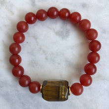 Men's red carnelian and golden tiger's eye beaded fertility energy bracelet