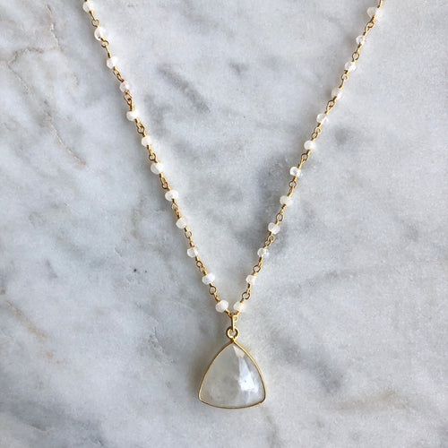 New Beginnings Triangle Necklace - Moonstone