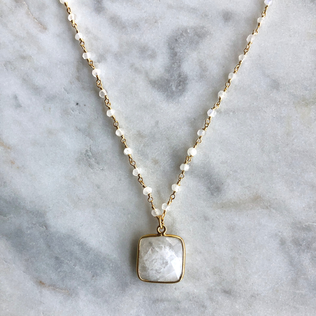 New Beginnings Square Necklace - Moonstone