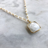 New Beginnings Square Necklace - Moonstone