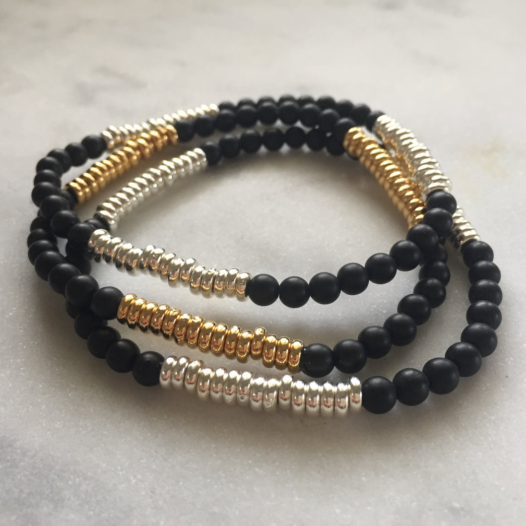 Onyx layering bracelet