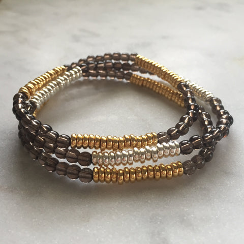 Smoky quartz layering bracelet