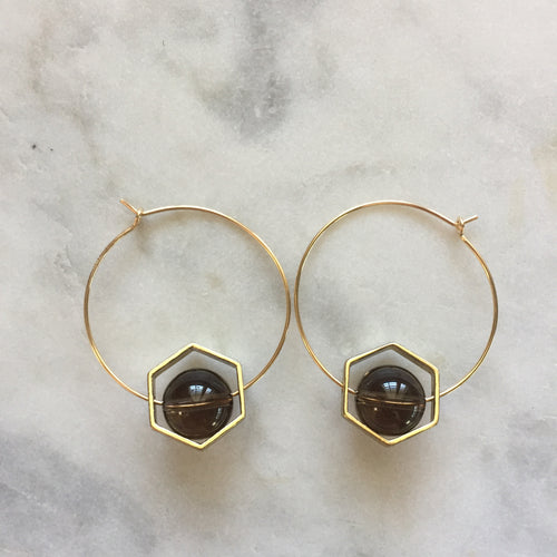 Satya Earrings - Smoky Quartz