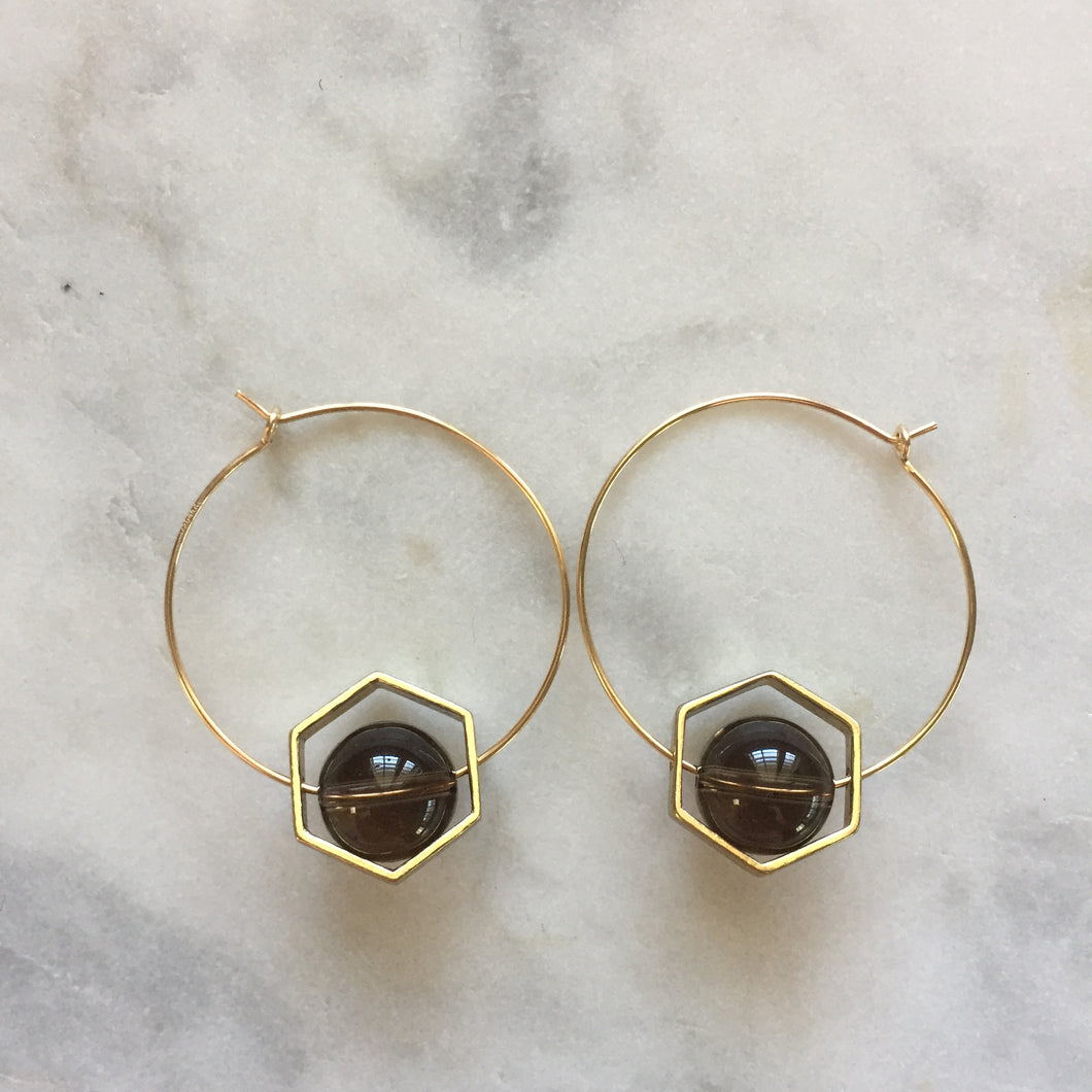 Satya Earrings - Smoky Quartz