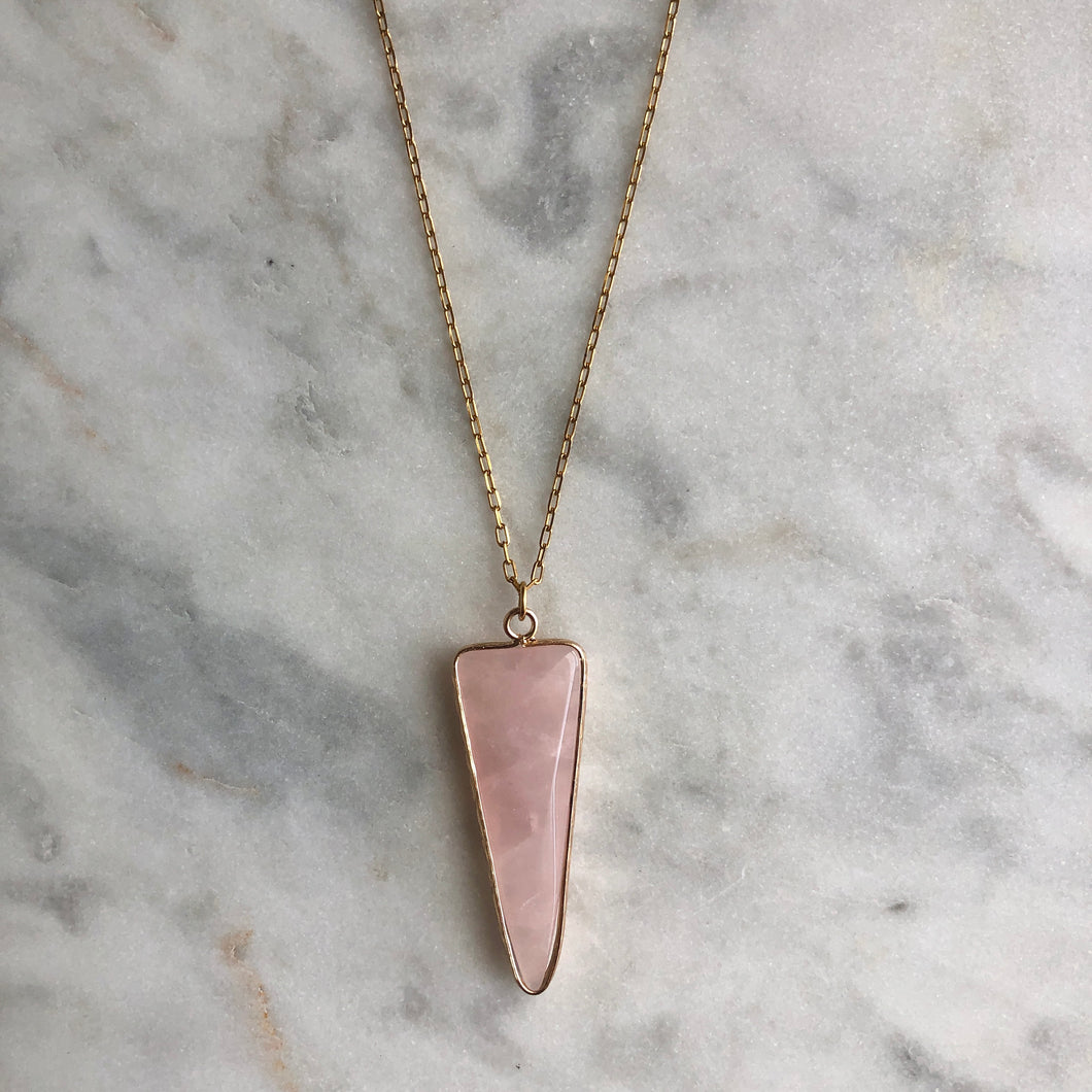 Trika Necklace - Rose Quartz