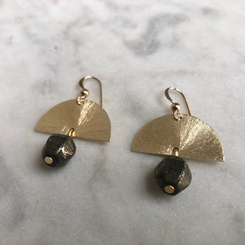 Sun Salutation Earrings - Pyrite