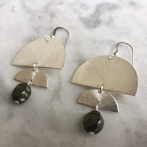 Sun Salutation Statement Earrings - Pyrite
