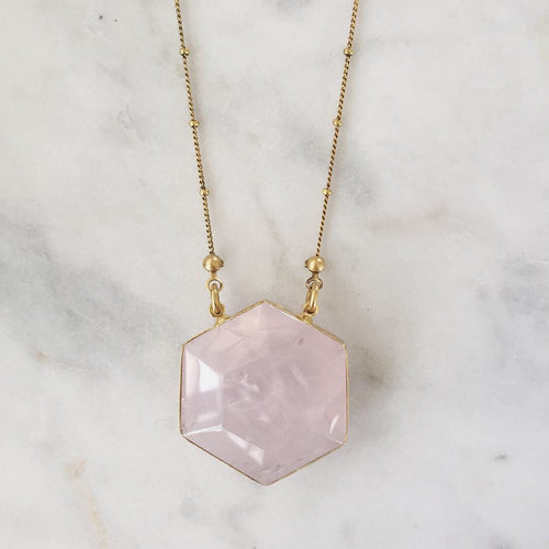 I Am Love Necklace - Rose Quartz