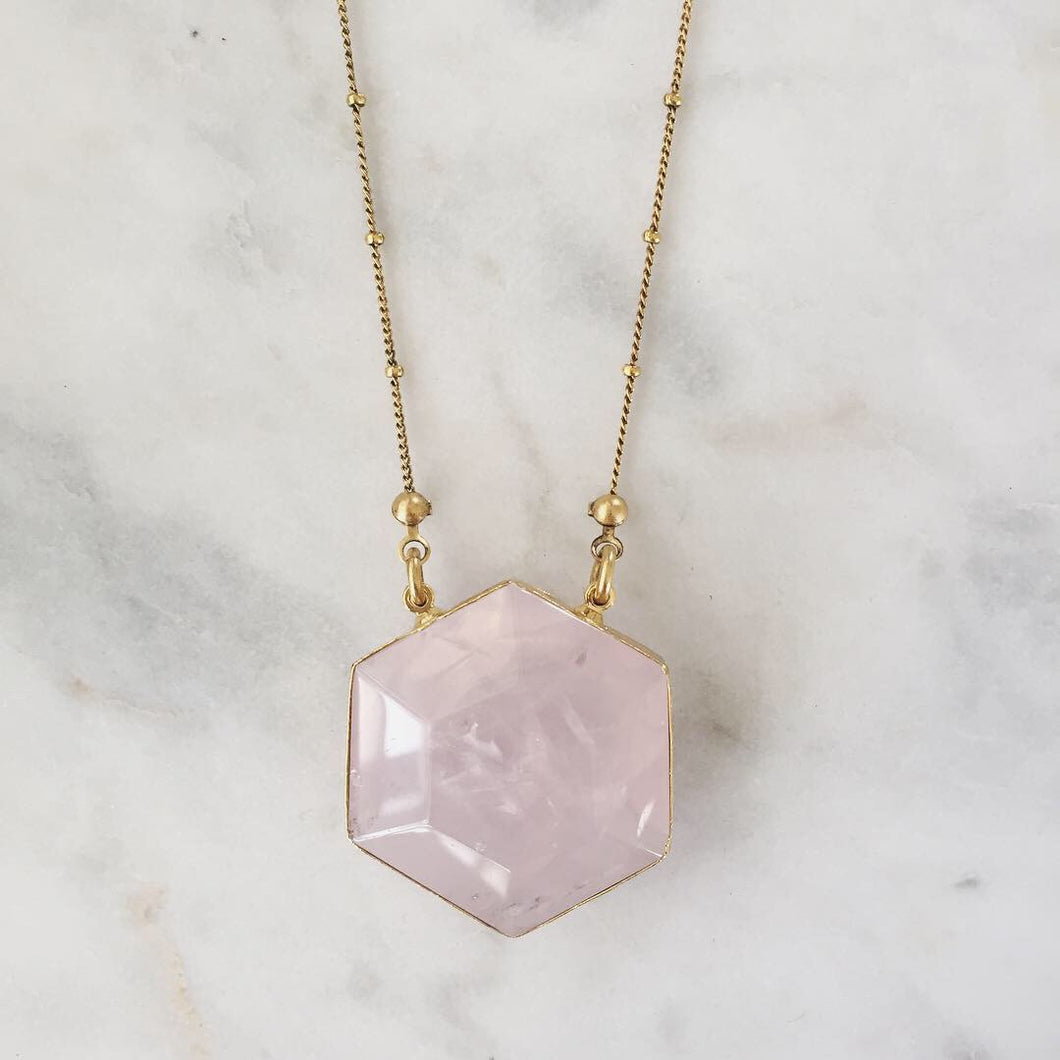 I Am Love Necklace - Rose Quartz
