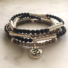 onyx smoky quartz layering bracelet
